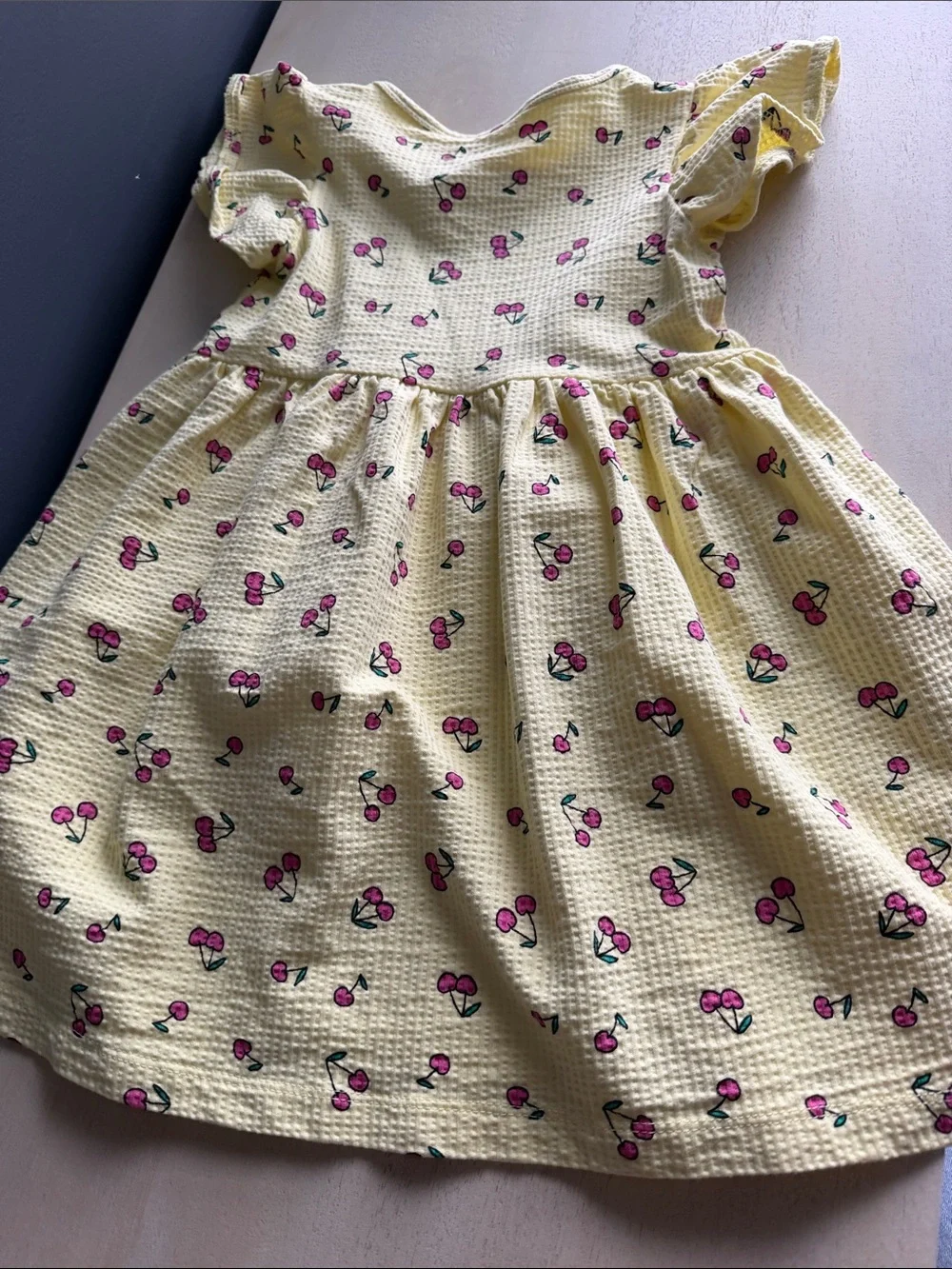 Zara Yellow Dress with Pink Cherry Print
